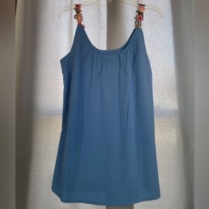 Satin tank top with floral lace straps